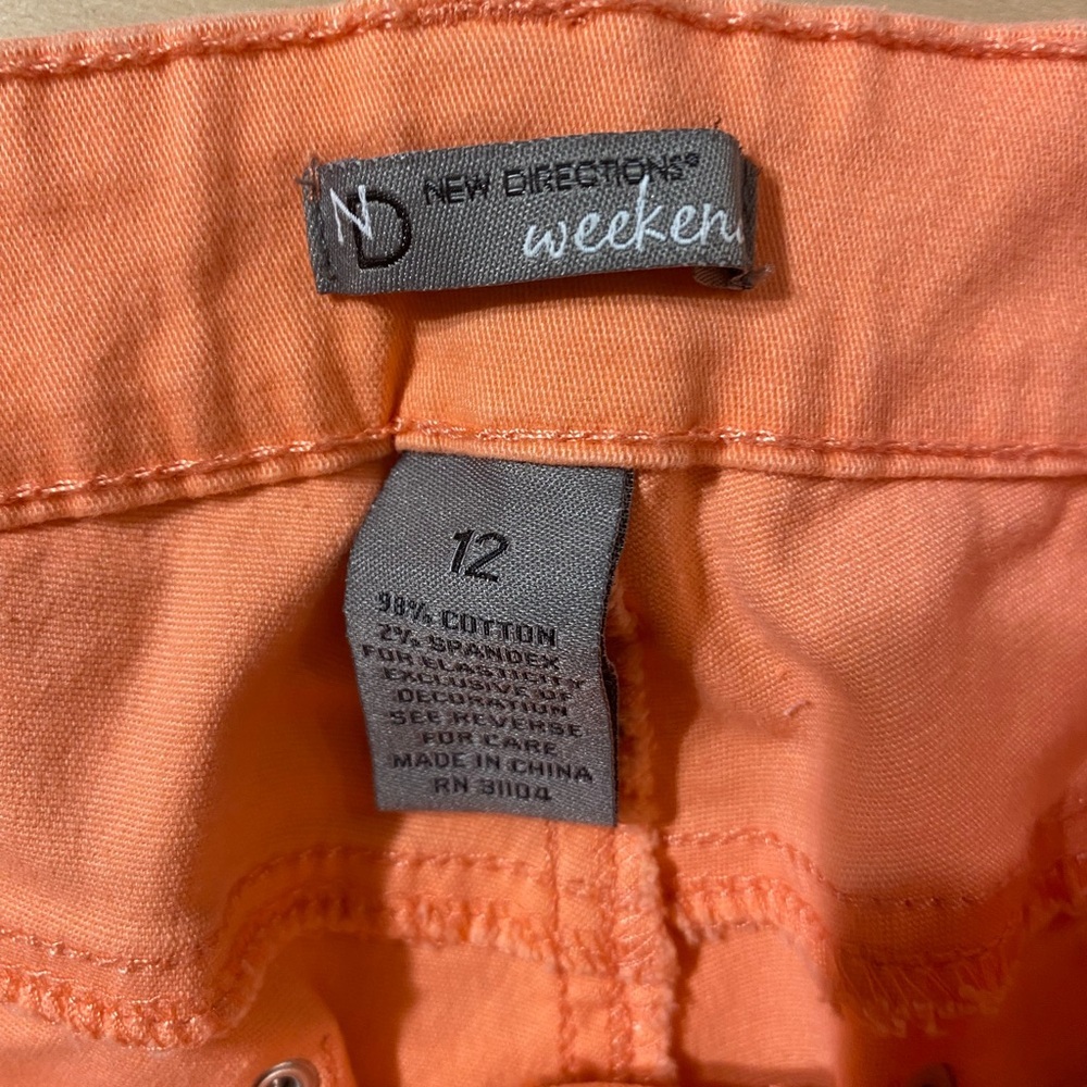 New Directions Vibrant Orange Cropped Pants 12 (QJ) - Picture 4 of 7